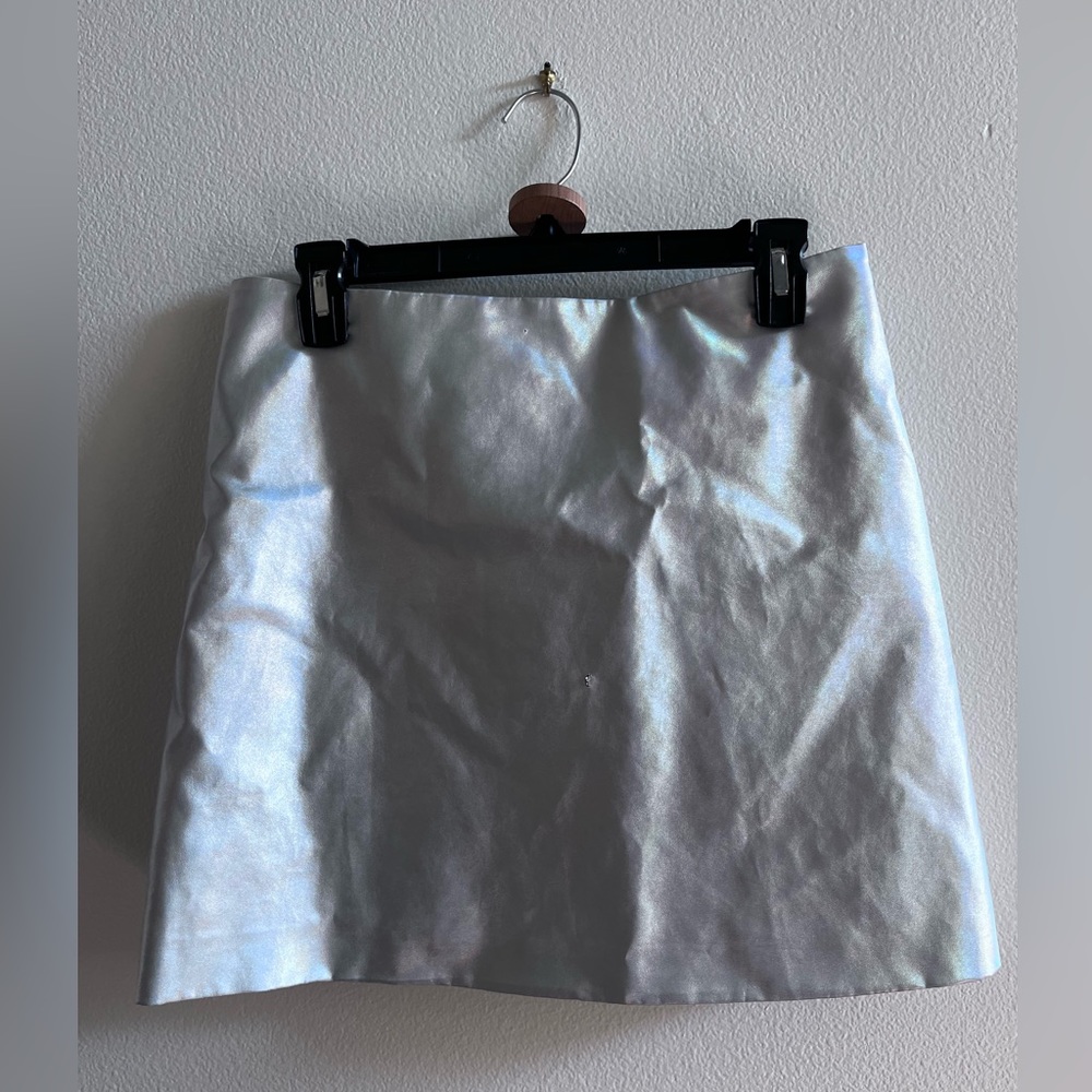 Silver metallic mini skirt
